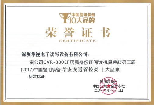 十大品牌榮譽證書 十大品牌榮譽證書